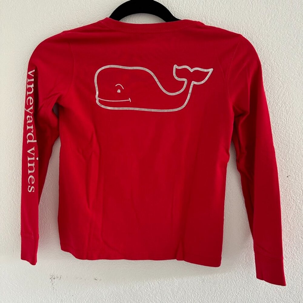 Vineyard Vines Kids Girls Red Long Sleeve Whale T Shirt Size Small (7-8 Years)